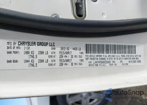 2010 Jeep Compass Sport из США, поврежденный, VIN 1J4NT4FBXAD553465